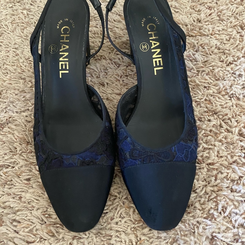 Chanel Lace Slingbacks